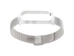 Pulsera De Reemplazo De Malla Metálica De Estilo Fashion Snap Para Mi Band 3/4 Plata