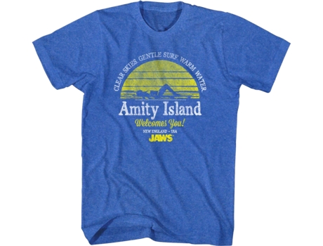 Camiseta Unisexo DEEPSTONE Amity Island Welcomes You Jaws brezo real (M)