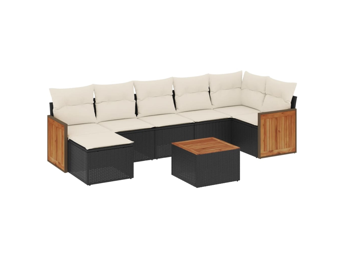 Maison Exclusive - Set De Sofás De Jardín 8 Piezas Y Cojines Ratán Sintético Negro