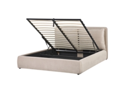 Cama con almacenaje BELIANI Bajonna de Terciopelo Beige 183x235x102
