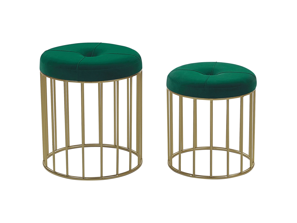 Reposapiés BELIANI Lubbock de Terciopelo Verde 35x35x39
