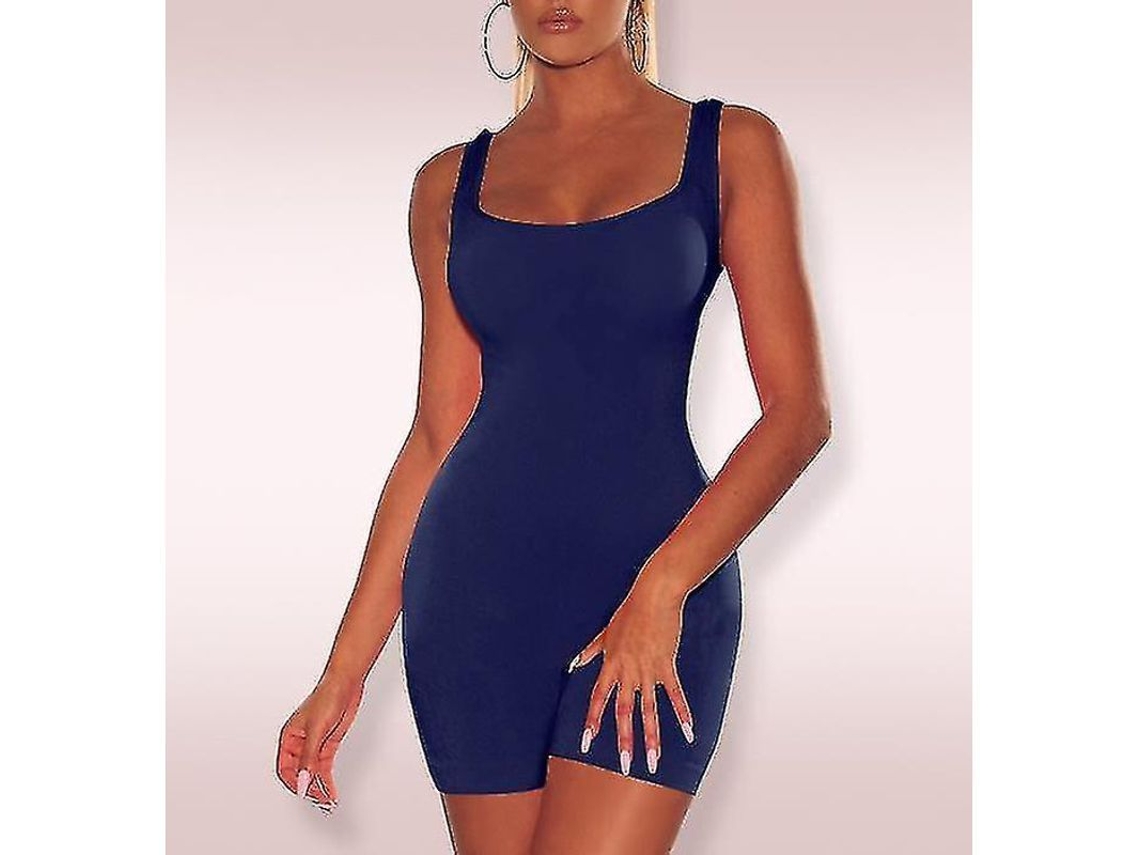 2026-jumpsuit Negro Slim Sin Mangas Para Mujer Bangniweigou Monos Cortos De Tela Sólida Talle C