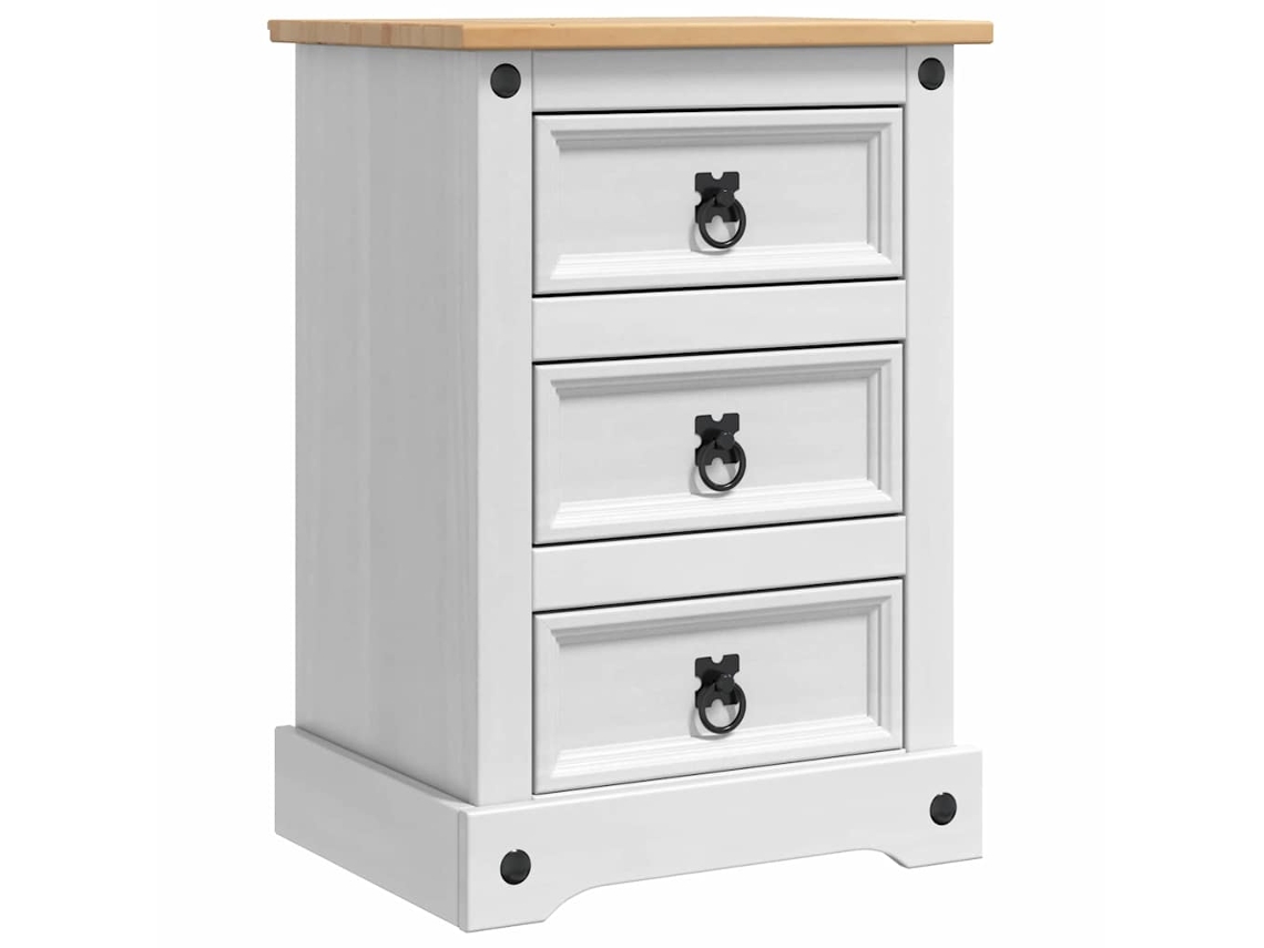 Mesita de noche blanca con cajón, 45 x 35 x 64 cm, MAISON EXCLUSIVE