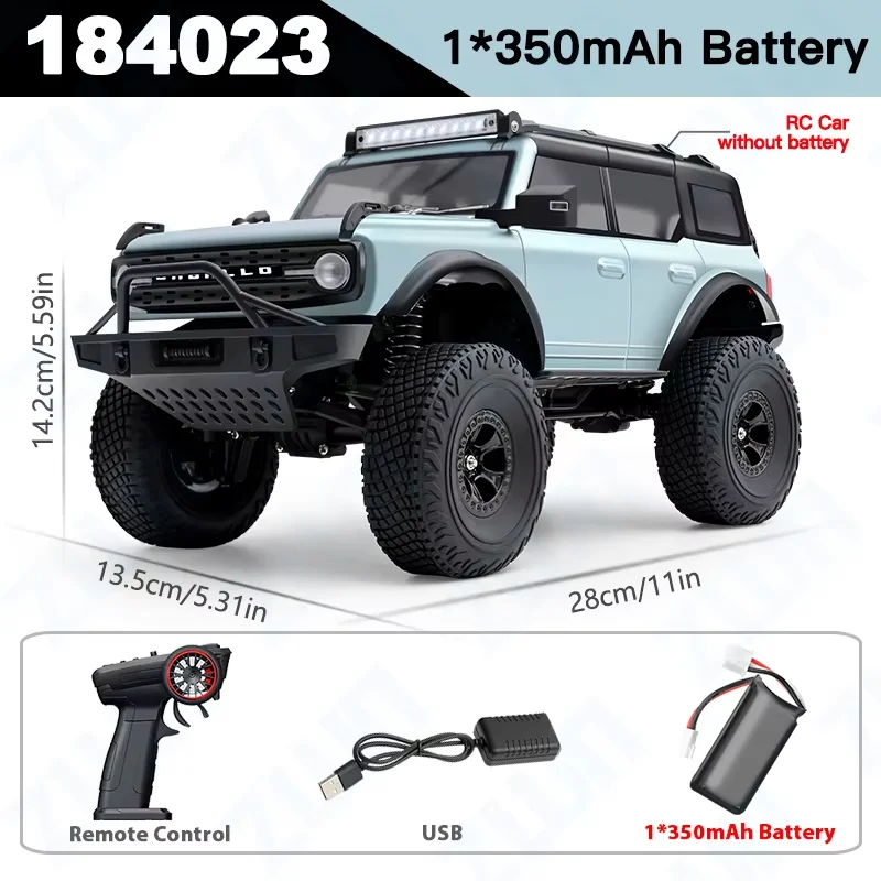 (azul) Coche Teledirigido 4x4 De 2,4 Ghz Con Luces Led, Coche De Juguete Trepador Listo Para Usar.
