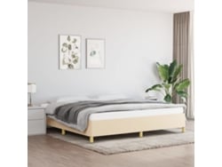 Cama Sin Colchón Tela Color Crema 200x200 Cm