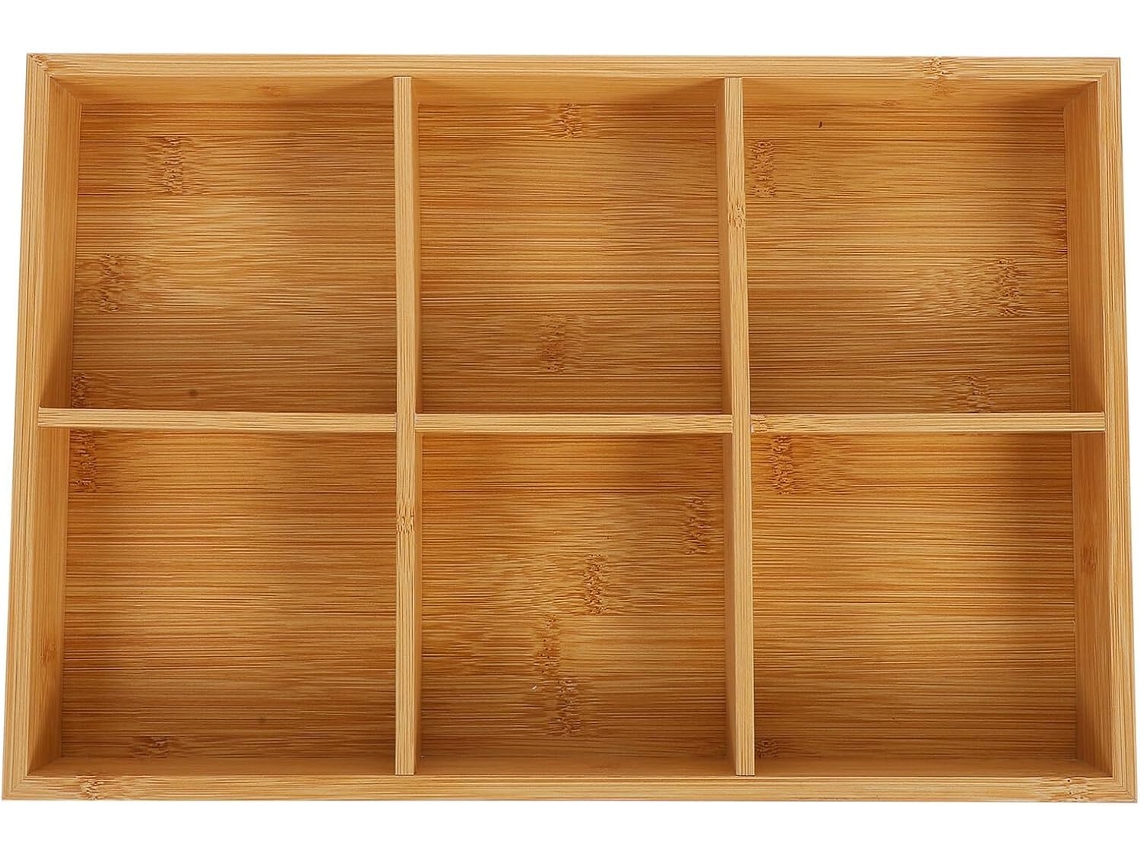 Bandeja De Bambú De 6 Compartimentos Para Niños, Niñas Y Artistas – Madera Natural – Organizador