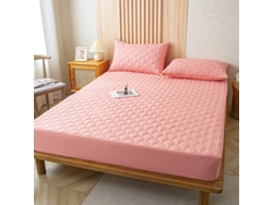 Protector De Colchón Impermeable Czhhmart (sábana Bajera Ajustable) 180 Cm X 220 Cm (con Dos Fundas De Almohada) Rosa