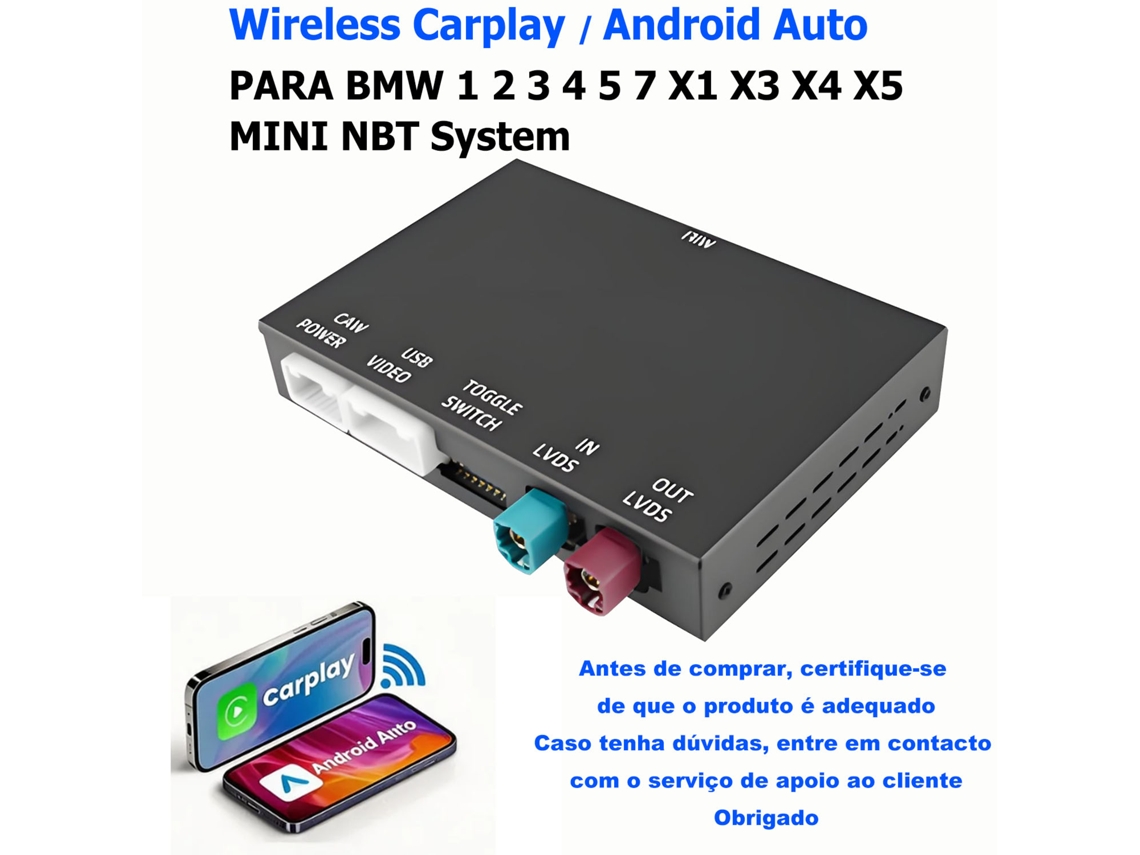 Módulo Inalámbrico Hexinex Carplay Y Android Auto Para Bmw Nbt Serie 1, 2, 3, 4, 5, 7, X1, X3, X4, X5, Mini
