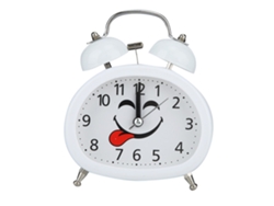 HYMNORA Bonito despertador con dos campanas y luz para niños, estudiantes y personas que duermen profundamente. Con una carita sonriente, diseño portátil, fác