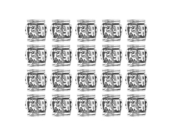 20pcs Perlas De Aleación Plata Para Diy De Barba Y Trenzas De Rastafari Pelo