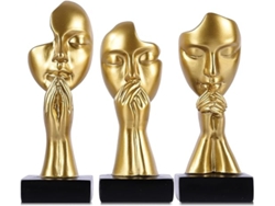 Estatuas Oración 3 Pcs Doradas, Decoración Moderna Sala, Dormitorio Y Oficina