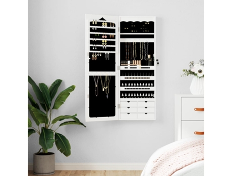 Espejo con joyero de pared blanco 37.5x10x106 cm VIDAXL