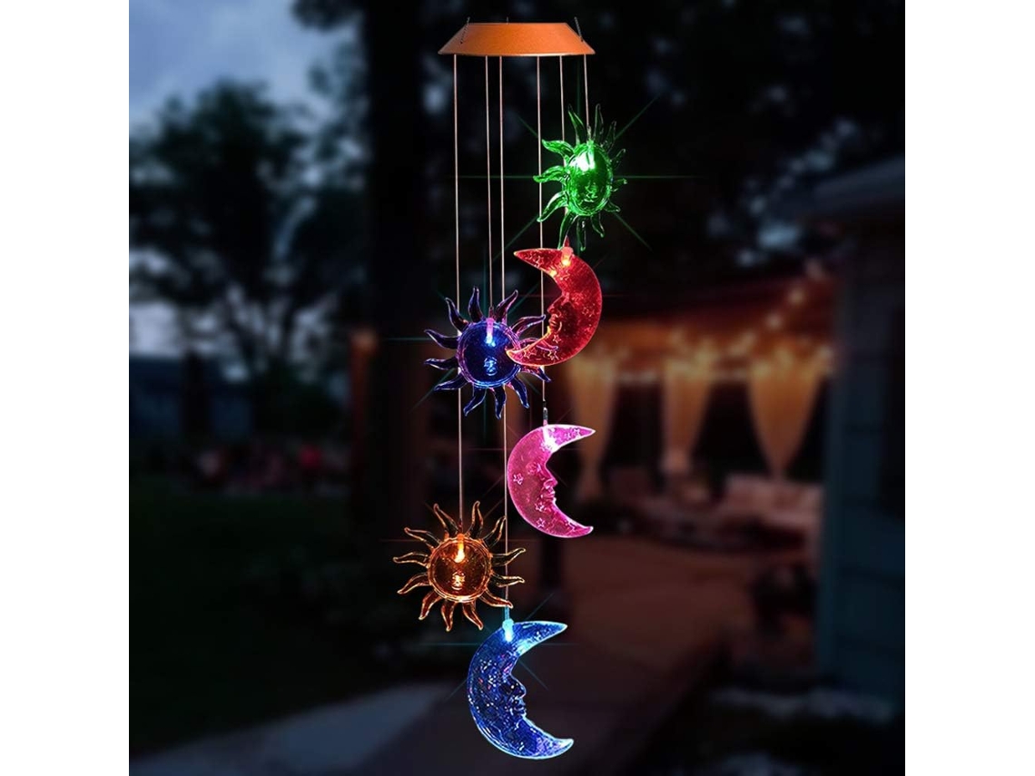 Luz Colgante De Jardín Con Campanilla De Viento Solar Y Cambio De Color Para