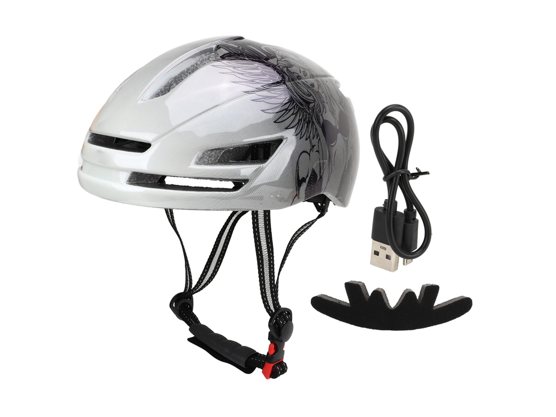 2026-casco Inteligente Para Bicicleta Con Luces Traseras Ajustable Ultraligero Para Ciclismo Viajes Blanco