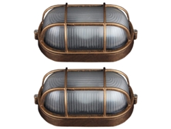 Lámpara de mamparo náutica, acabado en latón antiguo, luces ovaladas para exteriores para lugares húmedos, diseño creativo y elegante, hecha a mano, resistente al agua.