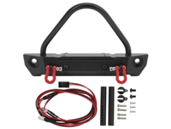 Parachoques delantero de aleación de aluminio con luz para coche teledirigido Axial SCX10 90046 90047 1/10, color negro