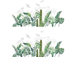 2 Láminas De Pegatinas Decorativas De Plantas Verdes, Pegatinas Removibles Para Sala De Estar Y Dormitorio.