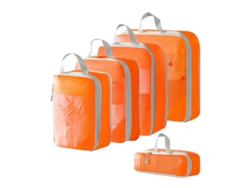 Conjunto De Bolsas Organizadoras Para Malas, Malha Comprimida, Pacote Com 5 Chrui (laranja)