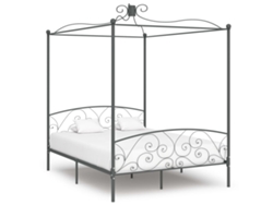 Estructura Cama Con Dosel Sin Colchón Metal Gris 160x200 Cm