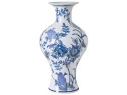 Jarra De Flores Berga Porcelana 36 Cm Branco/azul