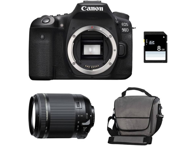 Kit Cámara Réflex CANON EOS 90D + Tamron 18-200 VC + Bolsa + SD 4Go