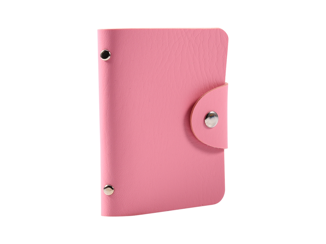 Tarjetero fino de piel sintética para tarjetas de visita, cartera, protector de tarjetas para 24 tarjetas (rosa)