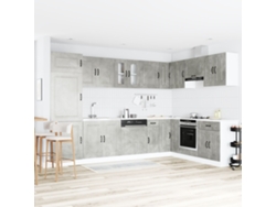 Armario De Cocina Kalmar Con Doble Fregadero Gris Concreto Madera Elaborada