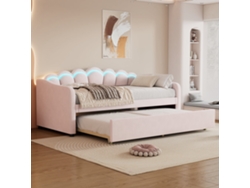 Sofá Cama Rosa De 90x200 Cm, Cama Auxiliar Con Led Multicolor