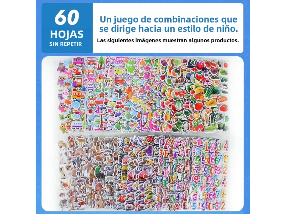 Pegatinas 3D, ideales para decorar cuadernos y hacer álbumes de recortes. MDUG (60 hojas para niños)