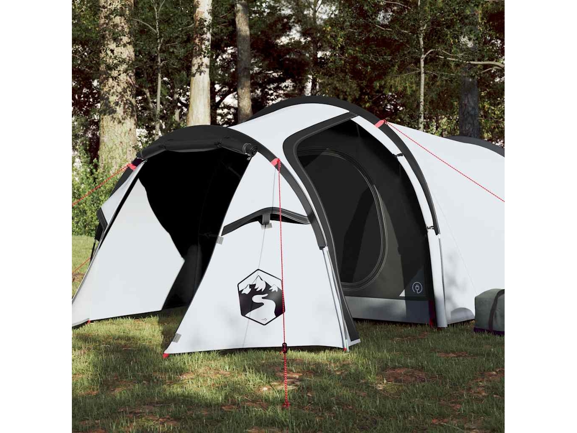 Tienda de campaña tipo túnel blanca opaca e impermeable para 3 personas.