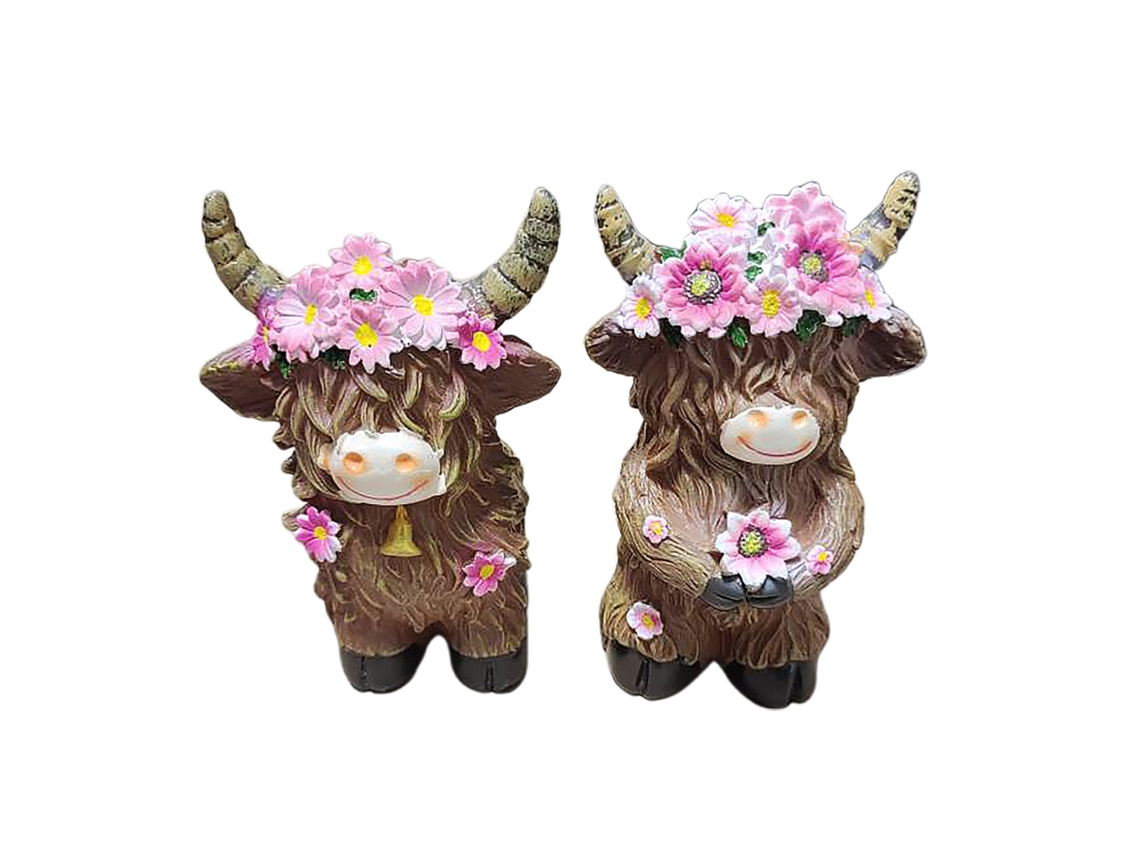 Vaca de las Tierras Altas decorativa para el hogar, el jardín, la mesa o la entrada.