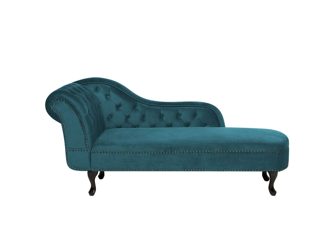 Chaise longue izquierdo BELIANI Nimes de Terciopelo Azul 169x65x79