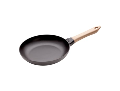 Pans Sartén con mango de madera 24 cm, Hierro fundido, Negro STAUB