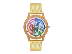 Reloj De Pulsera Unisex De Cuarzo Con Correa De Silicona Dorada - Moda Casual
