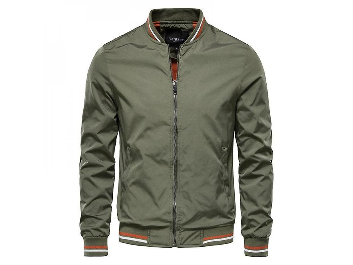 2026-chaqueta Hombre Tendencias Primavera Otoño Casual Slim Cremallera Cuello Alto Teenager Manga Corta Xxl Verde
