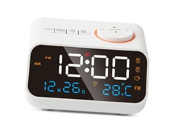 Reloj Despertador Con Radio Multifuncional, Cronómetro Con Música, Radio Fm, Reloj Despertador Recargable Para La Lavadora, Blanco*