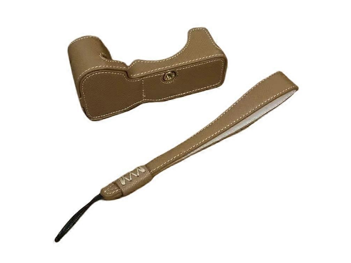 Estuche inferior de piel sintética, funda protectora anticaídas con correa para la muñeca, compatible con la cámara Sony A7c II