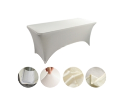 Mantel Rectangular Elástico De Spandex Para Bodas, Banquetes Y Fiestas (blanco Marfil/122x75x75cm) Gertiz