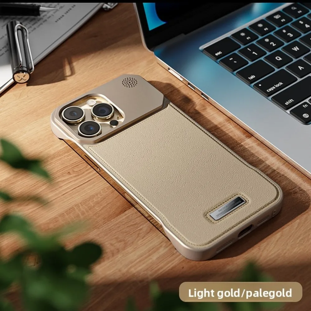 (iphone 16, Dorado) Funda Magnética De Piel Sintética Para Iphone, Compatible Con Carga Inalámbrica.