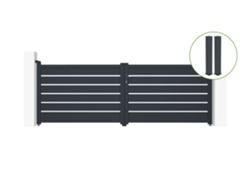 Puerta abatible 3,5m VOGEL H.120cm aluminio gris 2 postes 20x20cm H.166cm CASANOOV