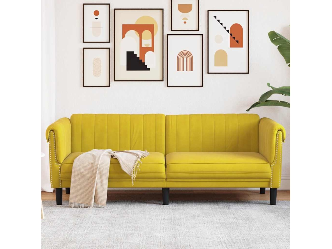 Sofá De 3 Plazas | Sofá De Salón | Sofá De Descanso Terciopelo Amarillo Wsd887165