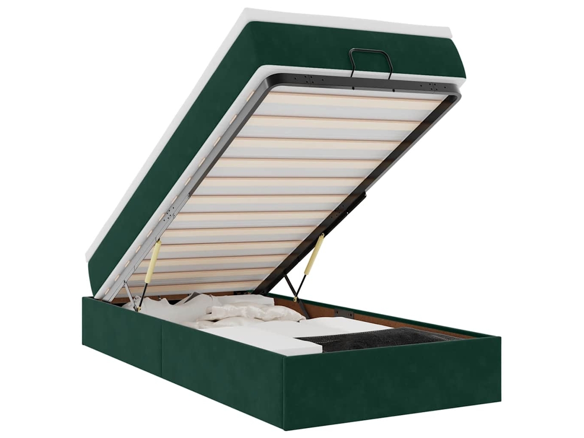 Maison Exclusive - Estructura De Cama Otomana Con Colchón Terciopelo Verde Oscuro