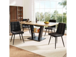 Juego de mesa de comedor extensible de 118 x 157 x 70 cm con 4 sillas de terciopelo para cocina y salón (5 piezas)