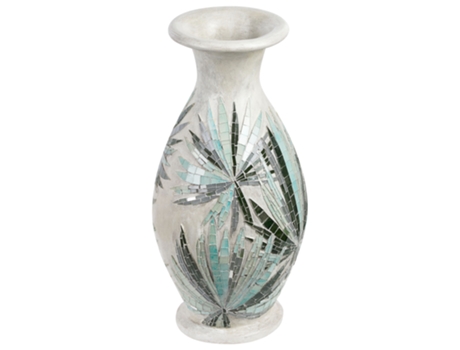 Terracota Jarrón decorativo 53 Blanco Azul BELIANI Rawas