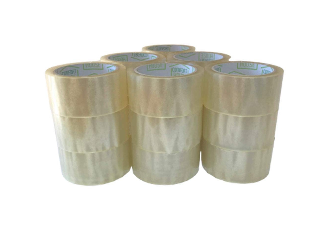 Casa con Fuerte | Cinta adhesiva transparente | Cinta de embalaje | Cinta Adhesiva para Embalaje | 48 mm x 132 m | Pack de 18 Unidades | Con Fort House