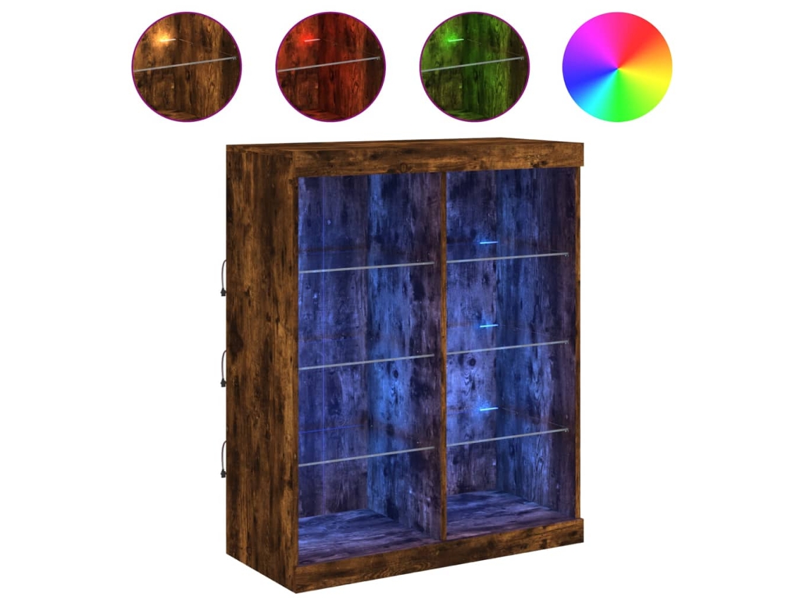 Maison Exclusive - Aparador Con Luces Led Roble Ahumado 81x37x100 Cm