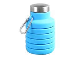 Botella De Agua Infantil De 510 Ml, De Silicona, Acero Inoxidable, Con Mosquetón, Plegable, Ideal Para La Escuela Y Viajes, Color Azul Cielo.