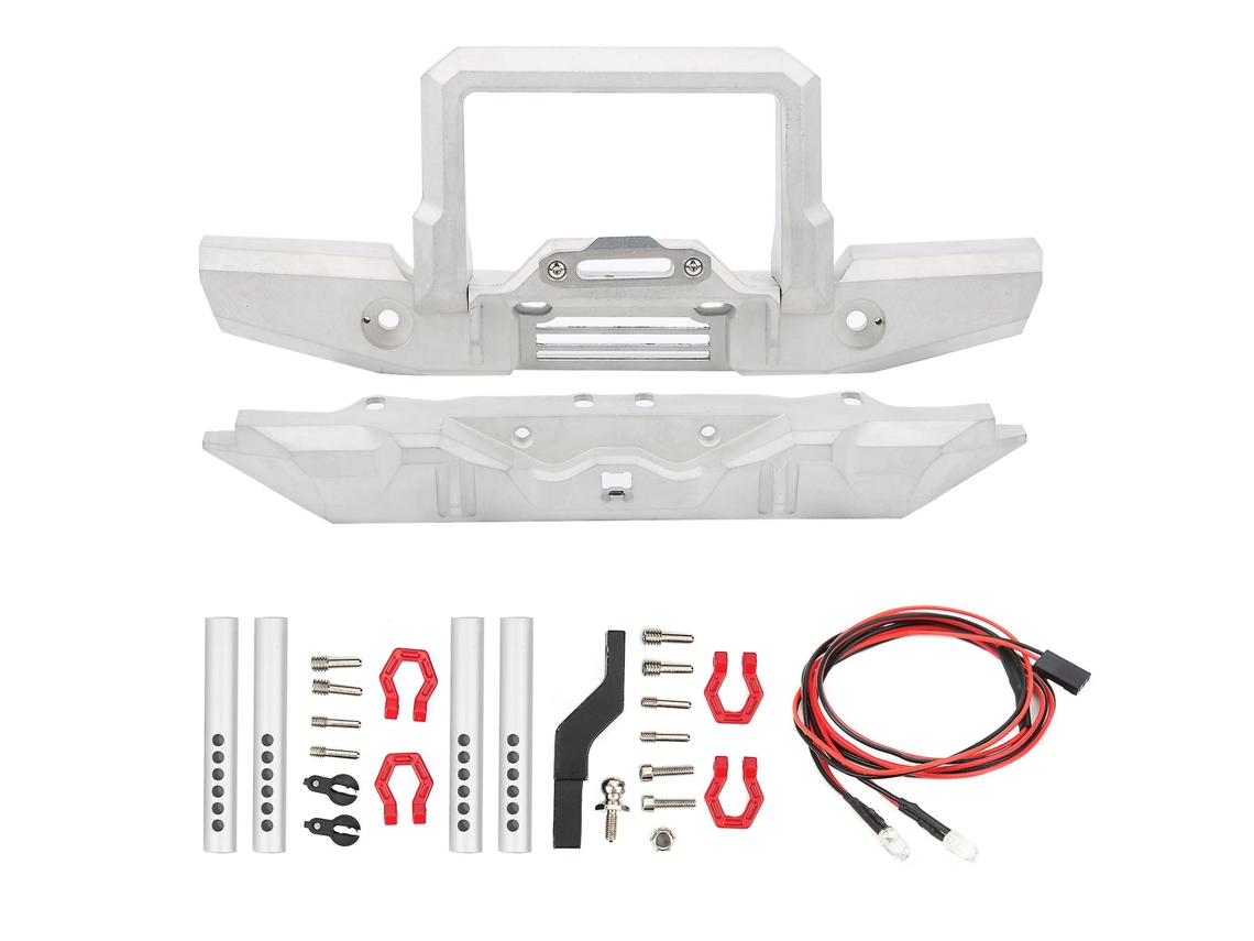 Parachoques metálico con LED para coche RC SCX10 1/10 Silvervayotoy