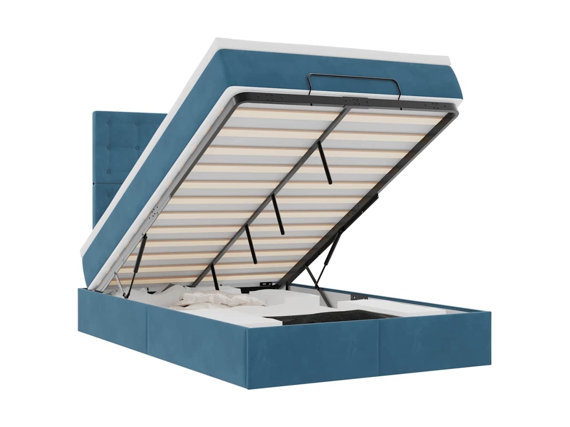 Maison Exclusive - Estructura De Cama Otomana Colchones Terciopelo Azul Oscuro