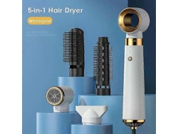 Secador de pelo multifuncional 5 en 1 con aire caliente, peine automático, plancha y rizador. Secador de pelo profesional.